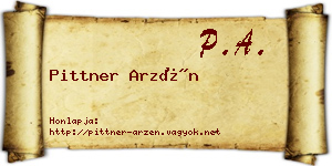 Pittner Arzén névjegykártya